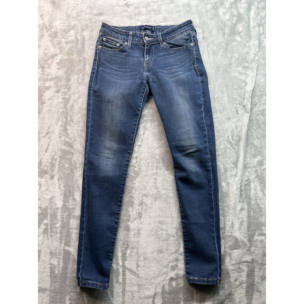 Levis 535 Jegging Womens Sz 5M Blue Jeans Low Rise Stretch Whiskered Fade Denim